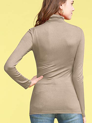 Image of Lock and Love Women's Turtleneck Top Lightweight Long Sleeve Slim Fit Pullover, Soft Rayon Stretch Layering Basic, S-3XL