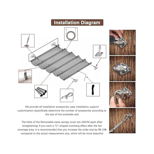 Voile d'ombrage rétractable contre la chaleur de terrasse 5m - 8