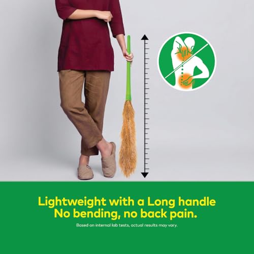 Image of Scotch-Brite XL No-Dust Broom with Long Handle |Flat Fiber Jhadu for Fine Dust & Hair, Reaches All Corners | Multipurpose Floor, Cobweb & Ceiling Cleaner | No Back Strain.