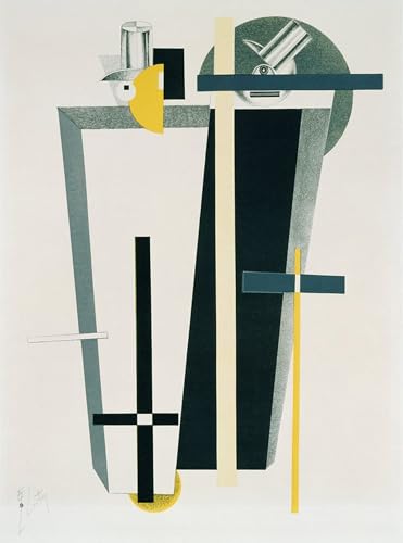 Cuadro de Lissitzky abstracto en gris y amarillo para dar vida a paredes vacías