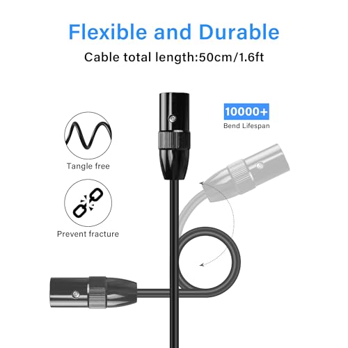 PNGKNYOCN XLR Microphone Cable,0.5M 3 Pin Male to Male Balanced Microphone Audio Cable for Speakers,Mixer,Amplifier and More (0.5M) - Image 4