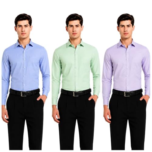 Image of Men's Solid Formal Shirt | Premium Cotton Rich Full Sleeves Shirt | Comfort Fit Office Wear Shirt with Single Chest Pocket | Stylish Casual & Formal Shirt for Men