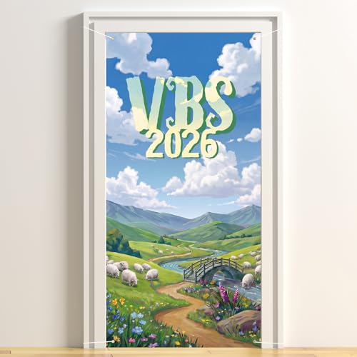 Windkream 71 x 35 Inch VBS 2026 Decoration Emerald Isle Theme Door Cover Banner Religious Christian Backdrop for Vacation Bible School Doorway Wall