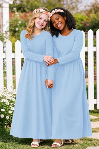 Image of Deerose Girls Maxi Dress Short Sleeve Casual Long Dresses with Pockets 5-14 Years