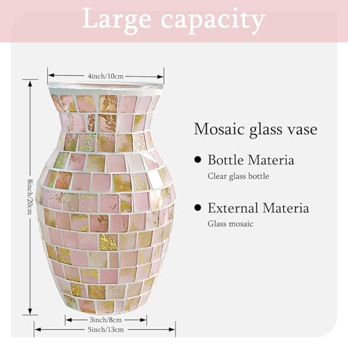AiiBowy Vase, Glass Vases, Handmade Mosaic Glass Vase, Decorative Vases, Modern Vase for Office Living Room, Kitchen - Image 2