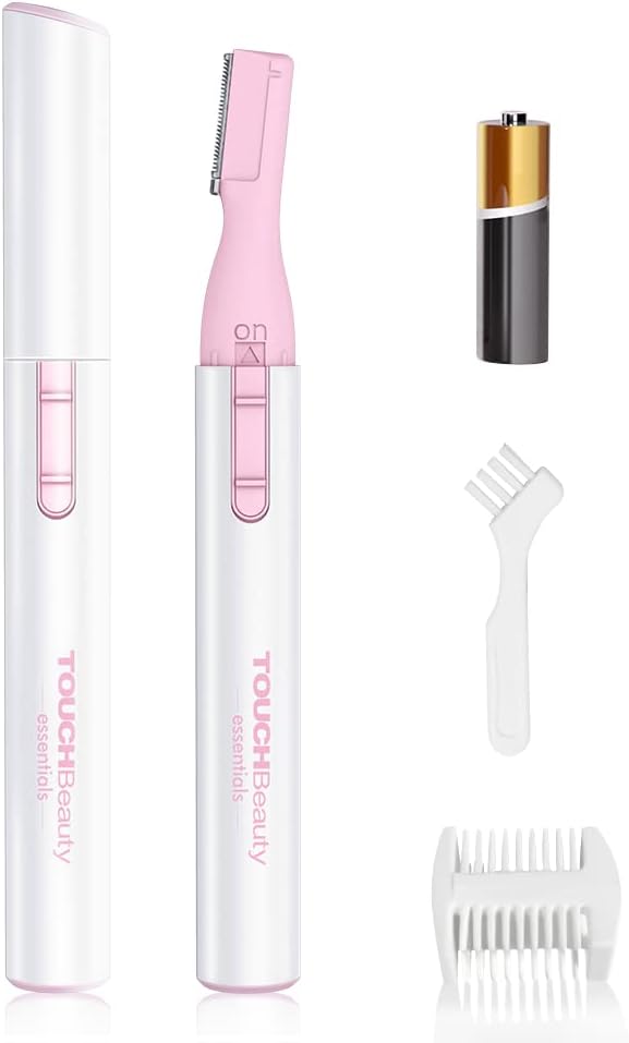 Electric Eyebrow Trimmer for Women Portable Eyebrow Hair Remover Metal Cover, Battery Powered Ladies Hair Shaver Pink