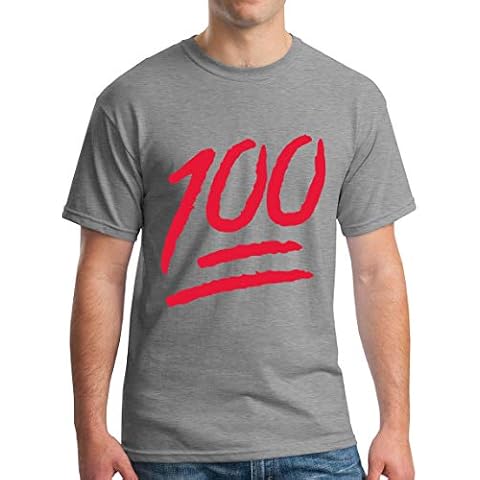 Keep it 100 Emoji Red Logo T-Shirt Funny Shirts, Light Heather, XXL Cover