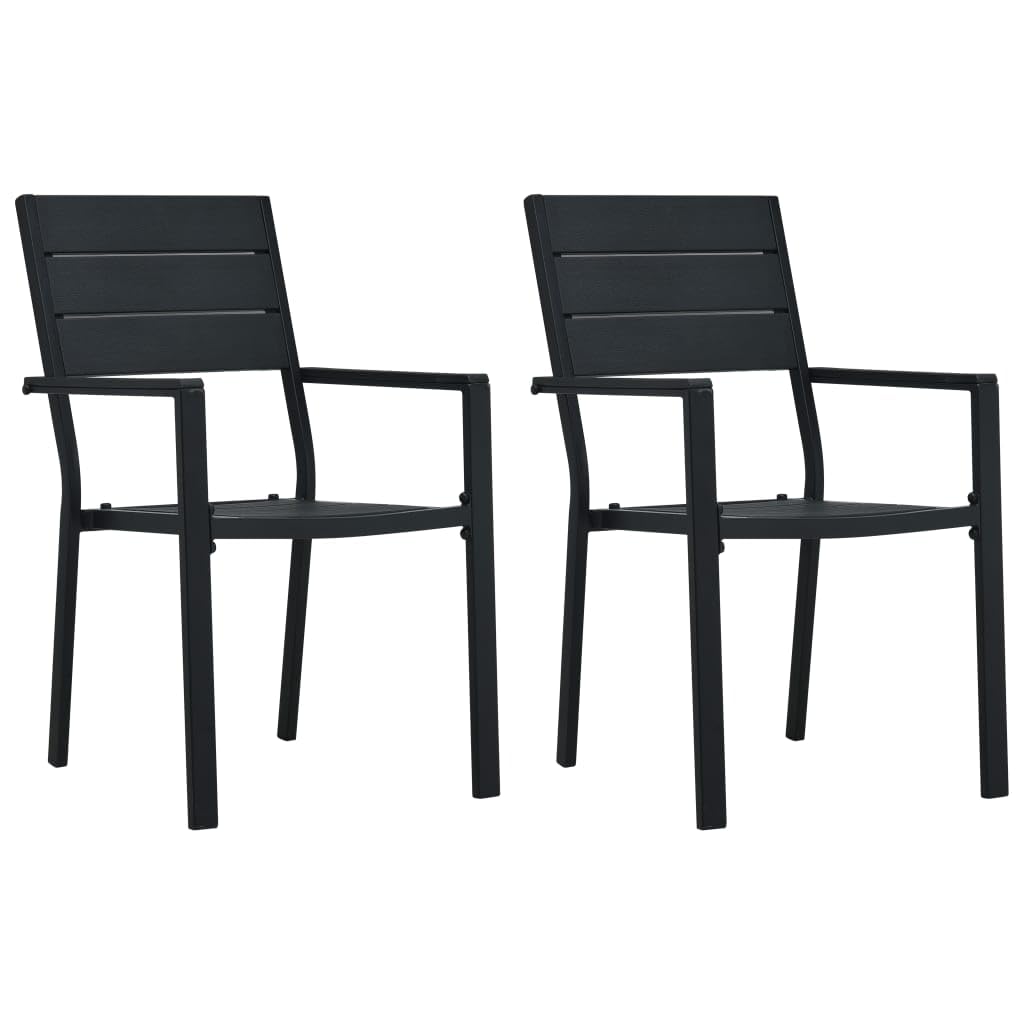 Chaises de jardin robustes anti-UV en PEHD noir qui ne craignent pas la pluie (x2)