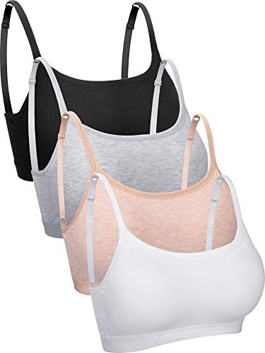 4 Pieces Wireless Padded Bra Mini Camisole Bra Tank Top Bra Seamless Sports Bra with Straps for Female Underwear Favors (Small)