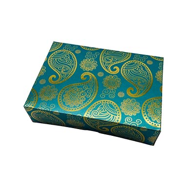 Chic Paisley Forest Teal - Geschenkdozen voor snoep, taarten, koekjes, Mithai, Ladoo of een traktatie (50) - Image 3