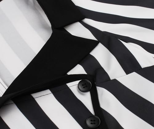 Wellwits Women's Collared Stripe 3/4 Sleeves Vintage Work Dress4