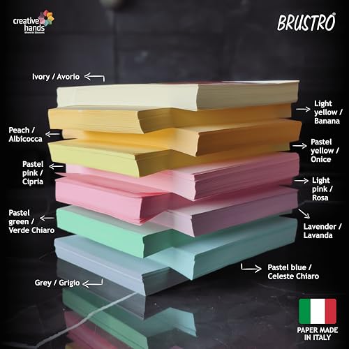Image of BRUSTRO Copytinta Coloured Craft Paper A4 Size 80 GSM Bright & Soft Colour 80 Sheets (10 cols Each of Bright and Soft X 4 Sheets). with Elle Erre Card Stock A5, 220 GSM,Pack of 24 Shades X 2 Sheets.