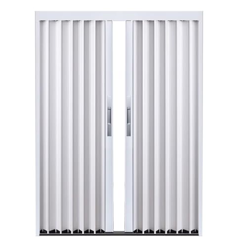 Puerta plegable – Puerta de acordeón de aluminio con cerradura para baño y cocina, ancho ajustable 91 x 203 cm