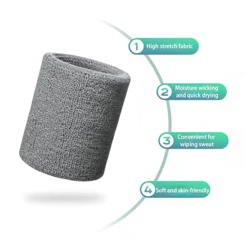 Wristbands Sweatbands for Men & Women, Breathable Tennis Wrist Bands Absorbent Sweat Band Multiuse Wristband for Basketball, Running, Gym, Working Out - Image 3