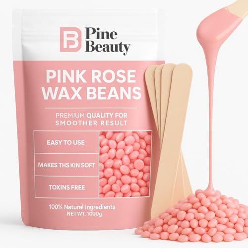 Hard Wax Beads for Hair Removal 2.2lb - Big Bag Wax Beans Melts for Sensitive Skin, 10 Extra Brazilian Waxing Beads Spatula Applicator for Face, Bikini Area, Body, Legs, Armpit & Eyebrow of Women