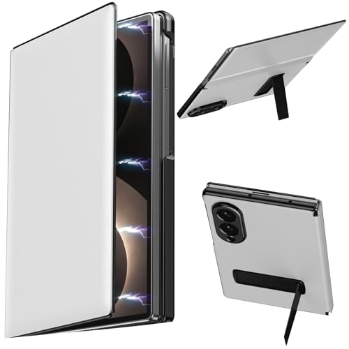 Coque Samsung Galaxy Z Fold 8 en cuir PU blanc avec béquille
