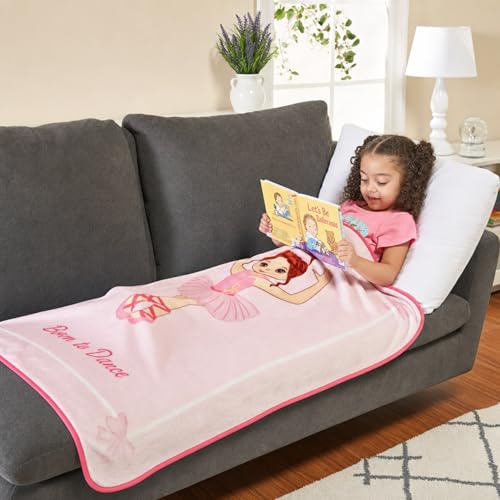 Image of EVERYDAY KIDS Toddler Throw Blanket - 30 inch by 40 inch - Ballerina Born to Dance - Super Soft, Plush, Warm and Comfortable