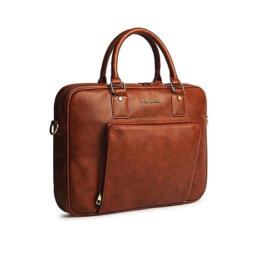 Image of Gauge Machine Professional Vegan Leather Messenger Briefcase Bag for Office |Fits upto 14 /15 / 16 inch Laptop |Separate Padded Laptop Compartment |Water Resistant |Men & Women |16L