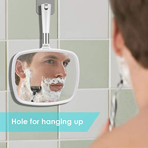 Foto von Auxmir Handspiegel mit Griff, 22,9 cm B × 33,5 cm L, Großer Kosmetikspiegel, Schminkspiegel für Friseur, Haare Schneiden, Rasieren, Makeup, Beauty und Gesichtspflege, Weiß