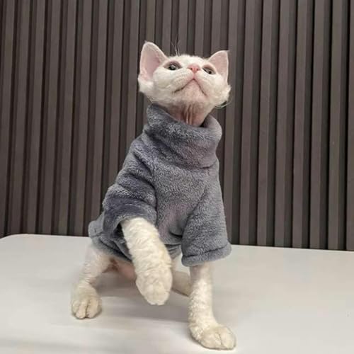 MOKATES Winter-Katzen-Kleidung für Sphinx, warmer Kapuzenpullover, dicker Mantel, Kätzchen-Kostüme, Chihuahua, Herbst, doppelseitig, Samt, Größe L