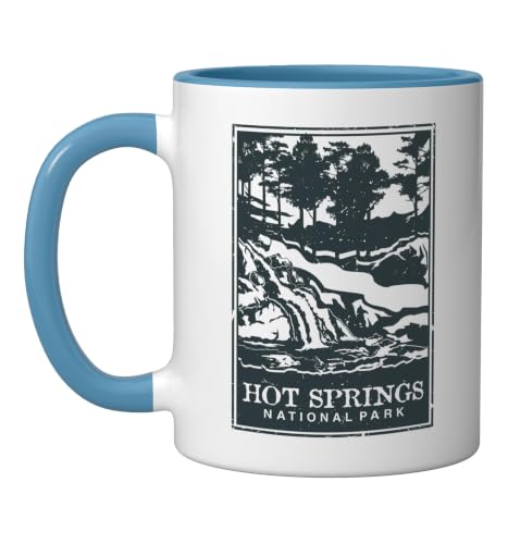 Taza de cerámica Hot Springs National Park azul/blanca miniatura 1