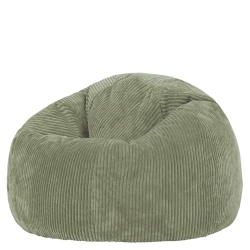 Icon Kingston Sitzsack Cord, Salbeigrün, Sitzsack Erwachsene mit Füllung, Bean Bag, Cord Sessel, Lounge Sessel, Lounge Stuhl, Schlafzimmer, Wohnzimmer, Wohnzimmer Möbel