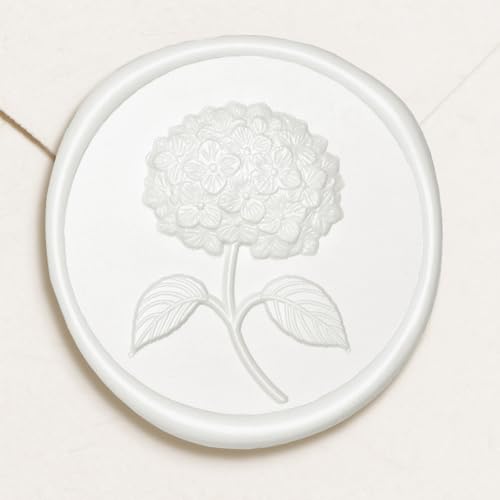 UNIQOOO Wax Seal Stickers - 3D Hydrangea Floral Wedding Invitation Envelope Seal Stickers, 50 Pcs Self- Adhesive White Stickers, Perfect for Invitation, Christmas, Gift Wrapping
