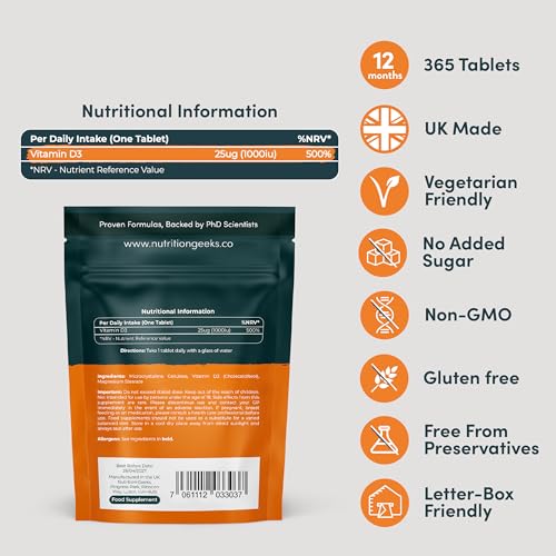 Vitamin D 1000iu - 1 Year Supply, 365 Easy-Swallow Vitamin D Tablets, Vegetarian D3, High Strength Immune Support Supplement - Awarded by The Independent UK - Image 5
