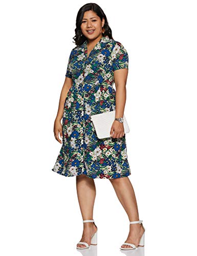 Image of pluss Women's Georgette A-Line Knee-Length Dress