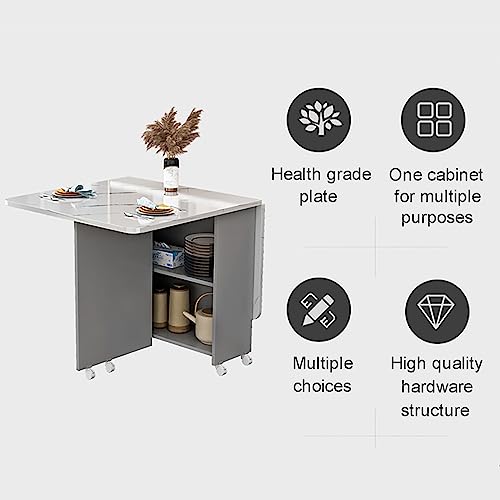 Folding Dining Table on Casters Retractable Dining Table Extendable Dining Table Seats 4-6 Movable Extendable Kitchen Table Kitchen Table Dining Table gateleg Table Space Saving (Color : C, Size : L