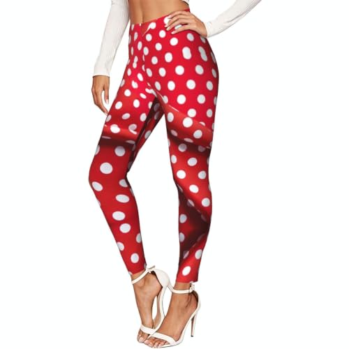 Leggings de compresión suave a lunares rojos y blancos para yoga