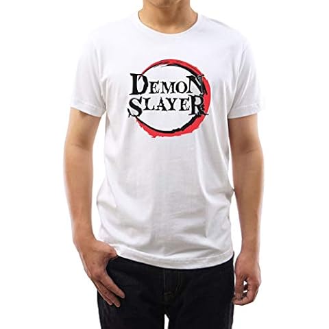 GMYG Demon Slayer Anime Tanjirou Nezuko Japanese Manga Logo Graphic 100% Cotton Premium Print Short Sleeve Men/Women T-Shirt (White, M) Cover
