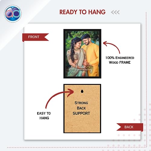 Mad Masters Wood Happy Anniversary Customized Rectangular Wall Mount Photo Frame 30 X 20 Cm With Photo Upload,Personalised Gift For Husband,Wife,Him,Her And Couple(Anniversary),Multicolor