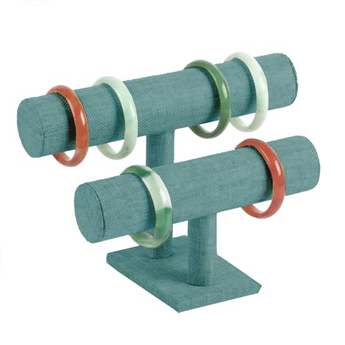 Bustlwor Soporte para Pulsera, Expositor Pulseras de Terciopelo, Soporte de Joyería de Terciopelo de 2 Niveles, para el Pelo, Scrunchies, Pulsera, Collar, Reloj
