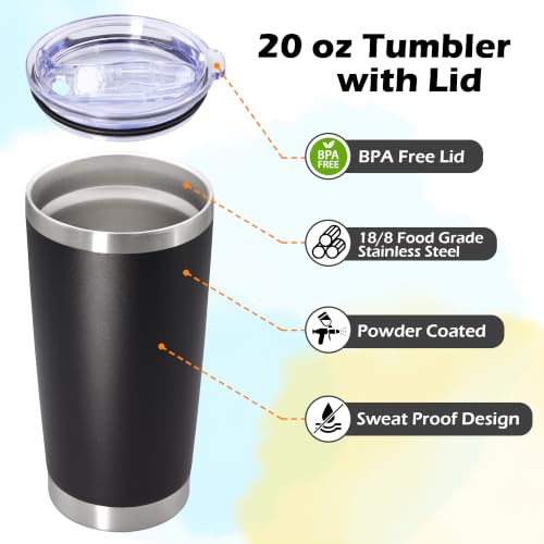 Image of 20oz Tumbler Insulated Tumblers Vacuum Coffee Mug with Lid Black 1Pack
