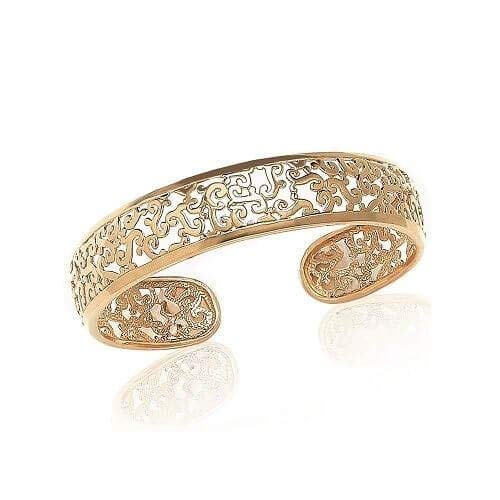 Bracciale a cerchio aperto, placcato oro 18 carati, 750/1000