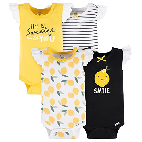 Image of Gerber Baby Girls Multi-Pack Sleeveless Onesies Bodysuit
