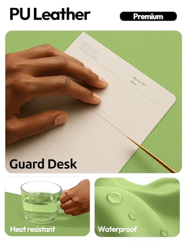 Image of YSAGi Leather Desk Protector, Office Mat, Large Mouse Mat, Non-Slip PU Leather Blotter, Laptop Desk Pad, Waterproof Writing Pad for Office and Home (Leaf Green, 47.2 inch x 23.6 inch)