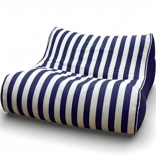 Aiire Puff Exterior Jardín con Relleno Incluido - Tumbona Lounge XXL de Olefina Premium, Desenfundable y Lavable - Bean Bag Chair para Terraza, Piscina y Porche - Puff Gigante Exterior Azul