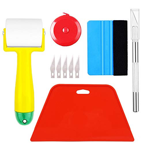 Ewrap Papel Pintado Herramientas Suavizar Papel Pintado Kit Que Cuelga Con Enjuague Rojo, Rodillo De Costura, Cinta métrica Cover