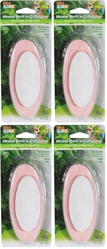 Image of Penn-Plax Bird-Life 2-in-1 E-Cuttlebone & Mineral Block - Berry Flavor - Great for All Birds - 4 Pack
