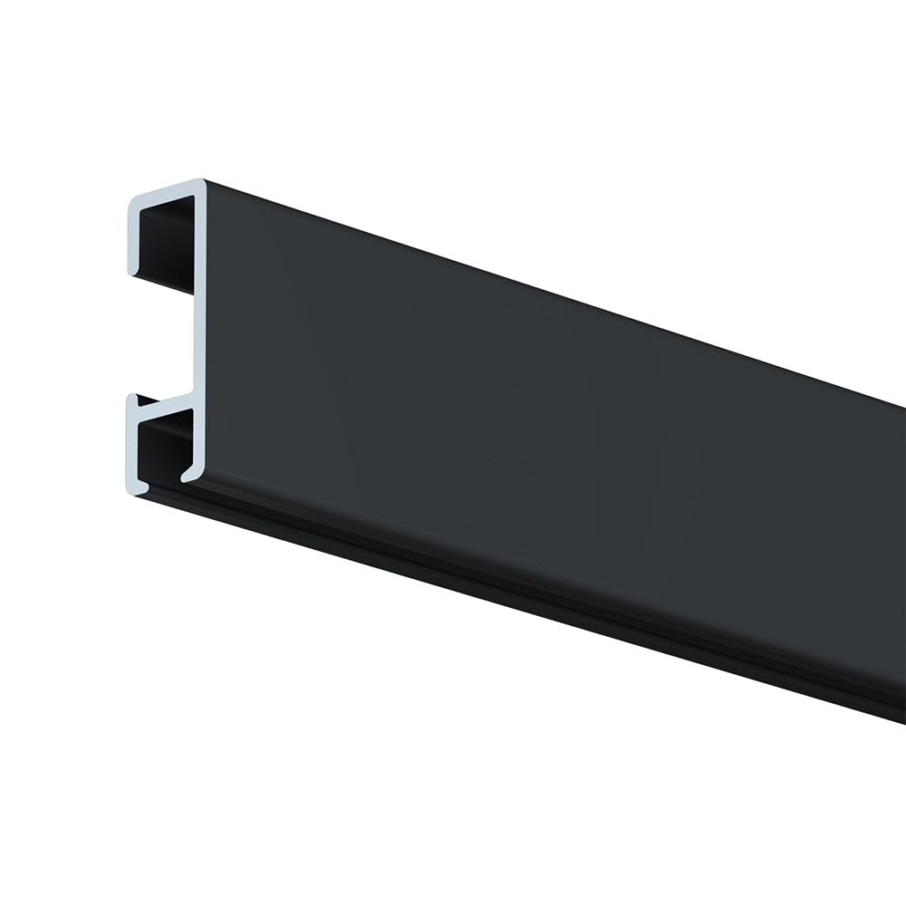 Artiteq Click Rail - Sistema di sospensione per pittura, 200 cm, nero, set completo con fili trasparenti, ganci e materiale di fissaggio, portata 30 kg p/m