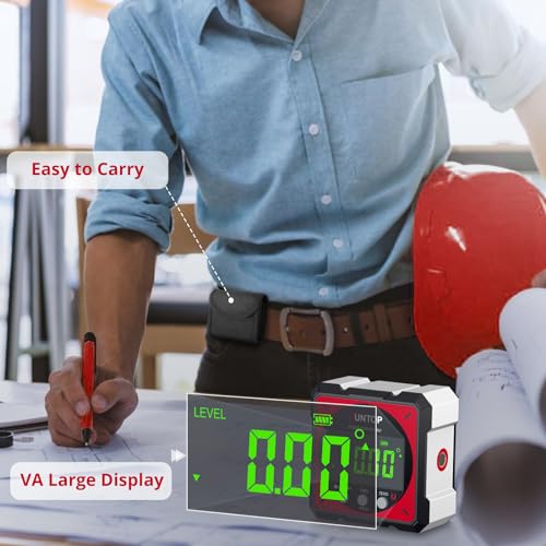 Image of XUNTOP USB Charging Digital Angle Finder Level Box with Laser (Class 2, <1mW Output), 4-side Strong Magnetic Angle Gauge IP54 Waterproof Inclinometer Level for Hanging Decorations Woodworking