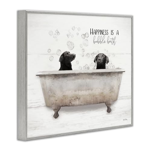Image of Bubble Bath Dogs Bathroom Humor, 11 x 14 Inch Framed Giclee Print | Stupell Industries . By Lori Deiter . Ready to hang . Great for bathroom decor . Made in USA