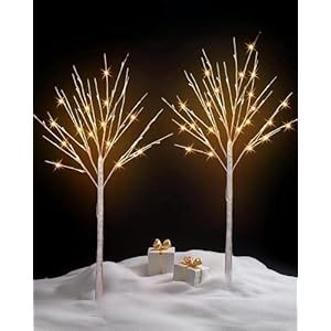 TW SHINE 2 Pack Lighted Birch Tree,...