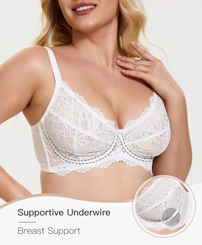 Minimizer Bras for Women Full Coverage Embroidered Lace Unlined Underwire Bras for Large Breasts2