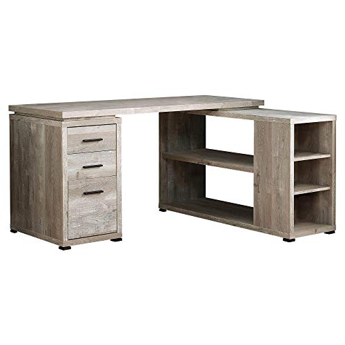 Monarch Specialties L-Shaped Corner Left or Right Facing Home & Office Computer Desk, 60"L, Taupe Reclaimed Monarch Specialties L-Shaped Corner Left or Right Facing Home & Office Computer Desk, 60"L, Taupe Reclaimed