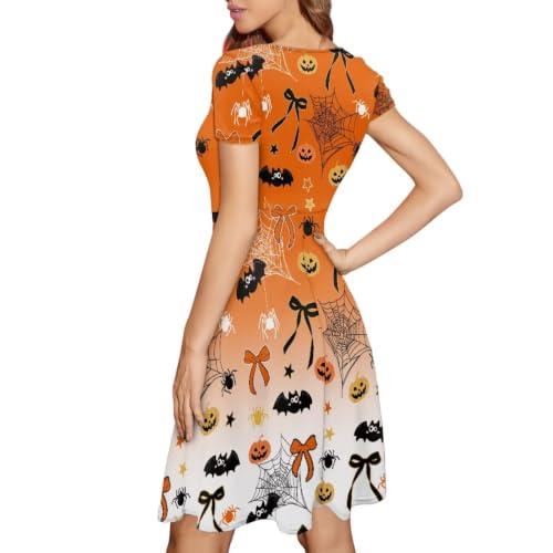 Image of Forchrinse Summer Dresses for Women Crew Neck Short Sleeve Midi Dress Casual Beach Vacation Sundress