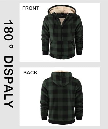 Image of onedog Mens Zip Up Hoodies Fleece Sherpa Lined Sweatshirt Winter Warm Jacket
