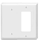 ZEFTV Decorator Rocker/Blank Wall Plates 2-Gang Switch Outlet Electrical Cover Plate Unbreakable Thermoplastic Faceplate for Light Receptacle Outlet Switch, White (2 Pack)
